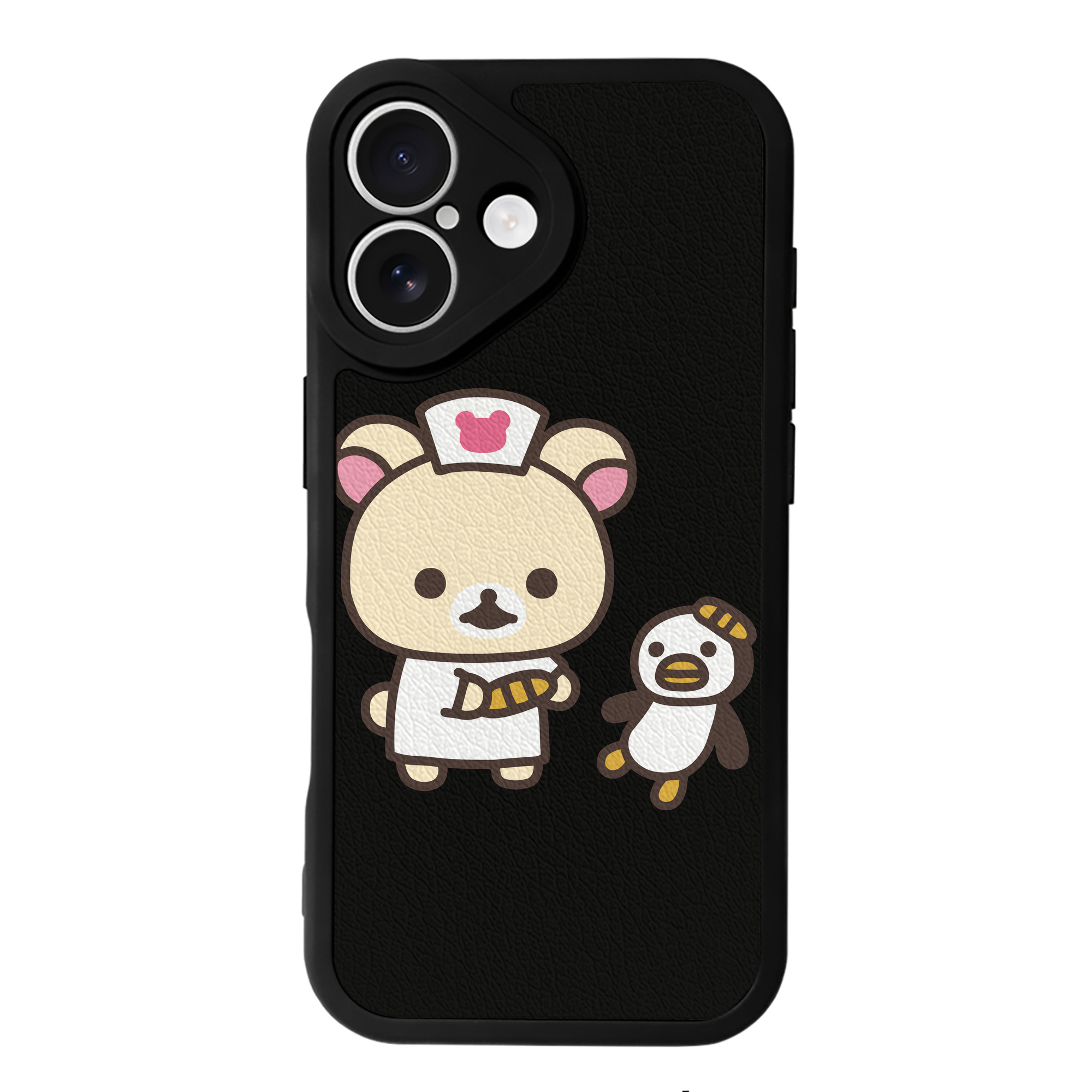 （画像用） リラックマ リラックマ キイロイトリ Rilakkuma Korilakkuma Kiiroitori 【iPhone 16シリーズ対応】シリコンスマホケース（レザー調） 材質：シリコン